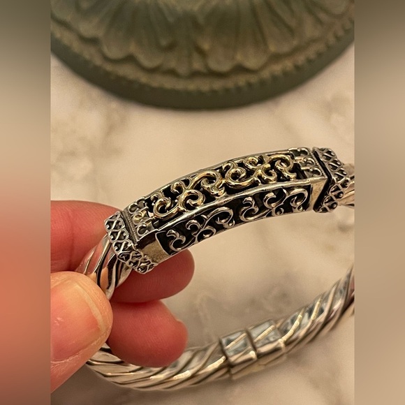 Silpada Rare Sterling Silver & 14k Yellow Gold Bangle Bracelet - Picture 2 of 10